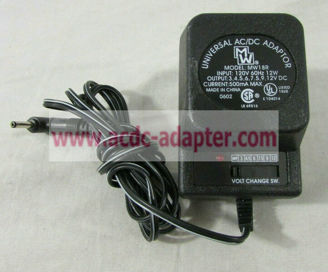 NEW Universal MW18R AC/DC Adapter Power Supply Output 3/4.5/6/7.5/9/12V DC 500mA